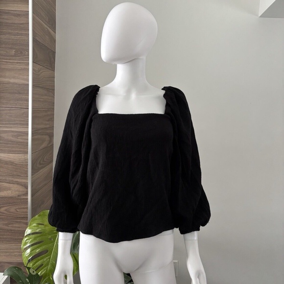 Johanna Ortiz Black Desert Balloon-Sleeve Crepe Top Sz 0 / XXS NWT❤️ - Picture 6 of 11